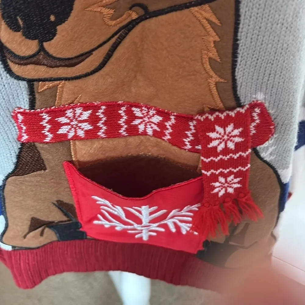 Oversized Ugly Christmas Sweater Reindeer Graphic XL Cozy Holiday Knit